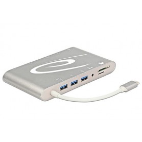 DeLOCK 87298 hub di interfaccia USB 3.2 Gen 1 (3.1 Gen 1) Type-C 1000 Mbit/s Argento (87298)