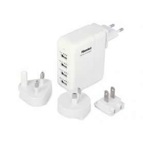 Hamlet Travel Charger Alimentatore USB da parete 4 porte con adattatori per 150 paesi (XPWC420TRAV)