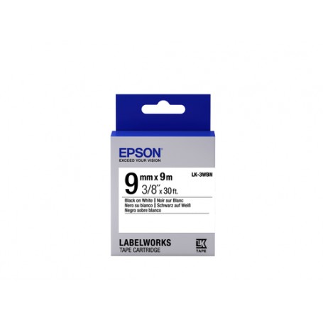 Epson Nastro fondo Standard Bianco per testo Nero 9/9 LK-3WBN (C53S653003)