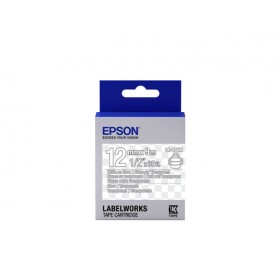 Epson Nastro fondo Trasparente per testo Bianco 12/9 LK-4TWN (C53S654013)