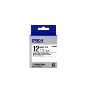 Epson Nastro fondo Standard Bianco per testo Nero 12/9 LK-4WBN (C53S654021)