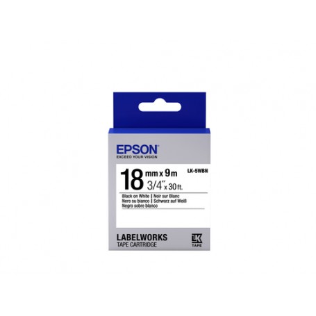 Epson Nastro fondo Standard Bianco per testo Nero 18/9 LK-5WBN (C53S655006)
