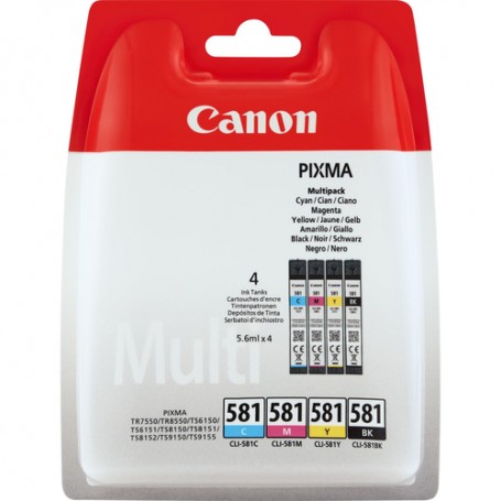 Canon CLI-581 Multipack cartuccia d'inchiostro Originale Nero, Ciano, Magenta, Giallo (2103C004)