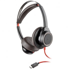POLY Blackwire 7225 Cuffia Padiglione auricolare USB tipo-C Nero, Rosso (211145-01)