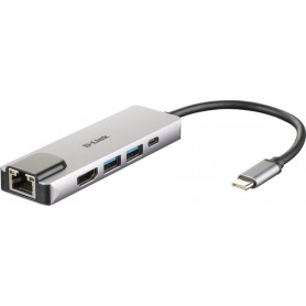 D-Link DUB-M520 replicatore di porte e docking station per notebook Cablato Thunderbolt 3 Alluminio, Nero (DUB-M520)