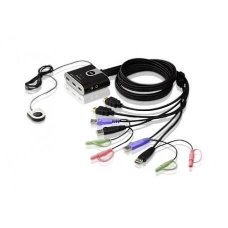Aten Switch KVM cavo USB HDMI/audio a 2 porte con selettore porta remota (CS692-AT)