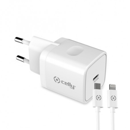 Celly TC1C20WLIGHTWH Caricabatterie per dispositivi mobili Bianco Interno (TC1C20WLIGHTWH)