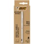 BIC Cristal Re'New, Penna Ricaricabile Nera a Sfera, Fusto in Metallo (Punta 1mm), Confezione 1 Penna + 2 Ricariche (997201)