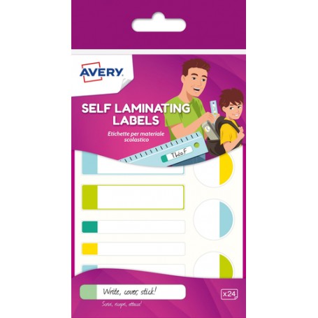 Avery APBAS24-UK etichetta autoadesiva Rettangolo Permanente Multicolore 24 pz (APBAS24-UK)