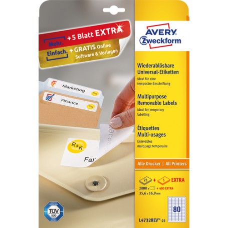 Avery L4732REV-25 etichetta per stampante Bianco (L4732REV-25)