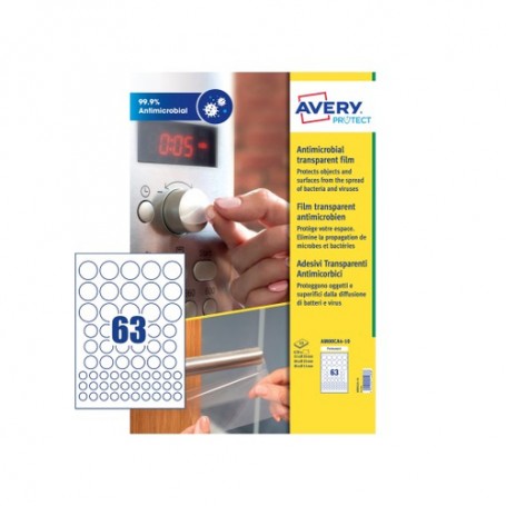 Avery AM00CA4 etichetta autoadesiva Rotondo Permanente Trasparente 630 pz (AM00CA4)
