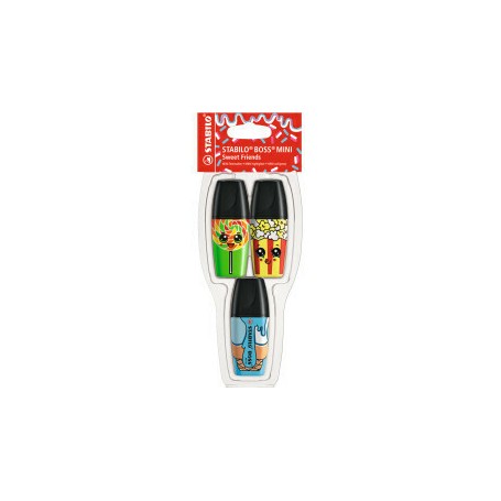 STABILO Boss Mini Sweet Friends evidenziatore 3 pz Punta smussata Blu, Verde, Giallo (07/03-48)