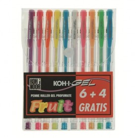 Koh-I-Noor NAGP10F penna gel Penna in gel con cappuccio Blu, Verde, Arancione, Rosa, Rosso, Viola, Bianco, Giallo 10 p (NAGP10F)