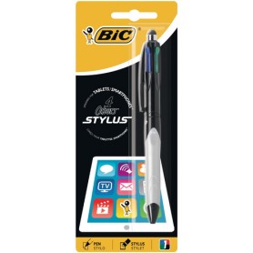 BIC 4 colours balpen en Stylus 2 in 1, verpakt op blister Nero, Blu, Verde, Rosso Penna a sfera retrattile a clip 1 pz (926403)
