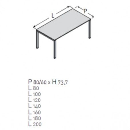 VISTA 140X80 GAMBE A PONTE  BT+ GR (VE1PP1408LBTAL)