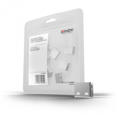 Lindy 40464 clip sicura Bloccaporte USB tipo A Bianco Acrilonitrile butadiene stirene (ABS) 10 pz (40464-LND)