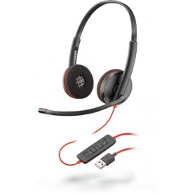 POLY Blackwire C3220 Auricolare Cablato A Padiglione Musica e Chiamate USB tipo A Nero, Rosso (209745-104)