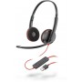 POLY Blackwire C3220 Auricolare Cablato A Padiglione Musica e Chiamate USB tipo A Nero, Rosso (209745-104)