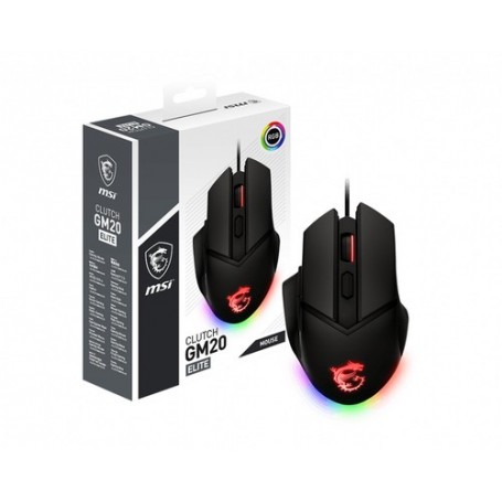 MSI Clutch GM20 Elite mouse Mano destra USB tipo A Ottico 6400 DPI (CLUTCH GM20 ELITE)