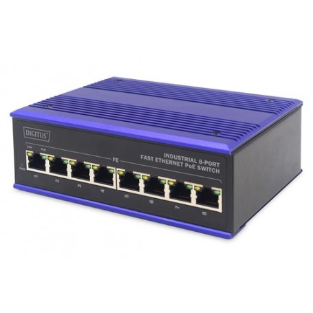 ASSMANN Electronic DN-650108 switch di rete Fast Ethernet (10/100) Supporto Power over Ethernet (PoE) Nero, Blu (DN-650108)