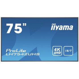 iiyama PROLITE LH7542UHS-B3 Pannello piatto per segnaletica digitale 189,2 cm (74.5") IPS 4K Ultra HD Nero Proces (LH7542UHS-B3)