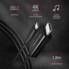Axagon RVC-HI14C cavo e adattatore video 1,85 m USB tipo-C HDMI Nero (RVC-HI14C)