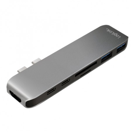 LogiLink UA0302 hub di interfaccia USB 3.2 Gen 1 (3.1 Gen 1) Type-C 5000 Mbit/s Alluminio, Nero