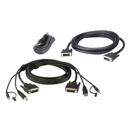 ATEN 2L-7D02UDX3 cavo per tastiera, video e mouse Nero