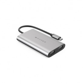 HYPER HDM1-GL cavo e adattatore video USB tipo-C 2 x HDMI Acciaio inossidabile