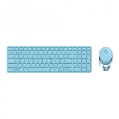 Rapoo 9850M tastiera Mouse incluso RF senza fili + Bluetooth QWERTZ Tedesco Blu