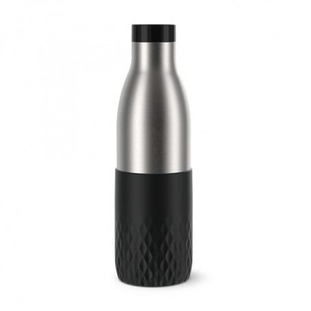 EMSA Bludrop Sleeve N3111100 borraccia Uso quotidiano 700 ml Acciaio inossidabile Nero, Acciaio inossidabile