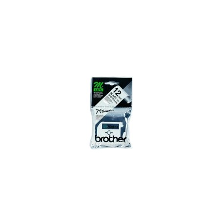 Brother Labelling Tape - 12mm, Black/White, Blister nastro per etichettatrice M (MK231BZ)