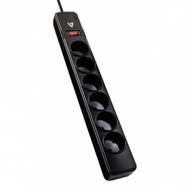 V7 Stabilizzatore di tensione a 6 prese Schuko casa/ufficio, cavo di 1,8 m, 1050 joule, nero (SA0612B-8E5)