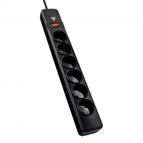 V7 Stabilizzatore di tensione a 6 prese Schuko casa/ufficio, cavo di 1,8 m, 1050 joule, nero (SA0612B-8E5)