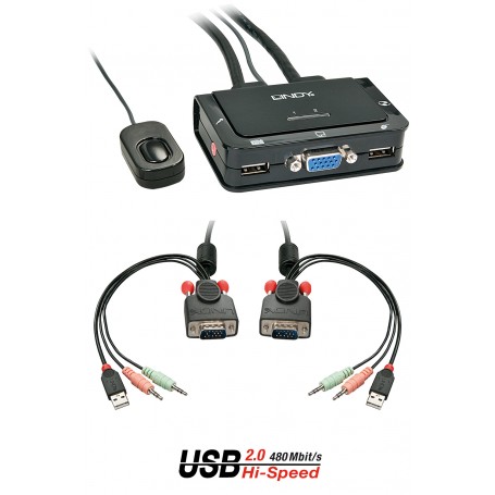 Lindy 42342 switch per keyboard-video-mouse (kvm) Nero (42342)