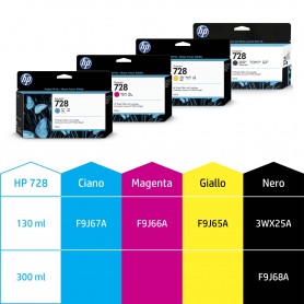HP Cartuccia inchiostro ciano DesignJet 728, 130 ml (F9J67A)