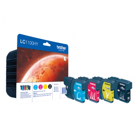 Brother LC-1100HYVALBP cartuccia d'inchiostro 4 pz Originale Resa elevata (XL) Nero, Ciano, Magenta, Giallo (LC1100HYVALBP)