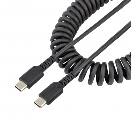 StarTech.com Cavo USB C Ricarica Veloce da 50cm Cavetto USB tipo C 2.0 Spiralato di Alimentazione e Sincronizzazione Resistente 