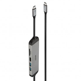 Lindy 43326 replicatore di porte e docking station per laptop Cablato USB 3.2 Gen 1 (3.1 Gen 1) Type-C Nero, Grigio