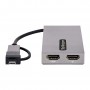 StarTech.com Adattatore USB 3.0 a HDMI, Scheda Video Esterna USB 3.0 a Doppio HDMI (1x 4K30Hz/1x 1080p), Cavo da 11cm integrato 