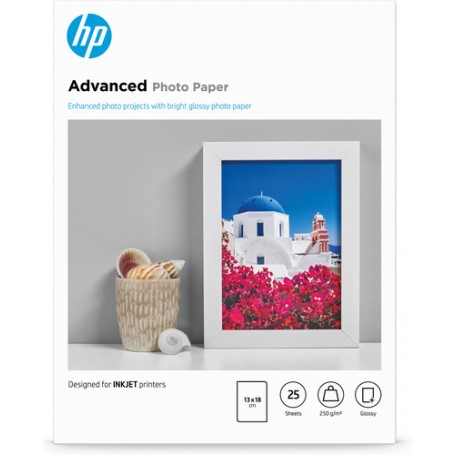 HP Confezione da 25 fogli carta fotografica lucida 13 x 18 cm senza margini Advanced (Q8696A)