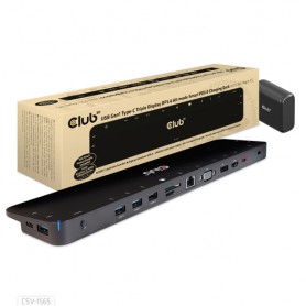 CLUB3D USB Gen1 Type-C Triple Display DP1.4 Alt mode Smart PD3.0 Charging Dock with 100 Watt Power Supply
