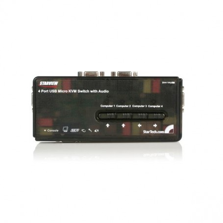 StarTech.com Kit Switch KVM USB con audio e cavi 4 porte, colore nero (SV411KUSB)