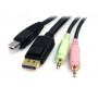 StarTech.com Cavo switch KVM DisplayPort USB 4 in 1 con audio e microfono 1,8 m (DP4N1USB6)