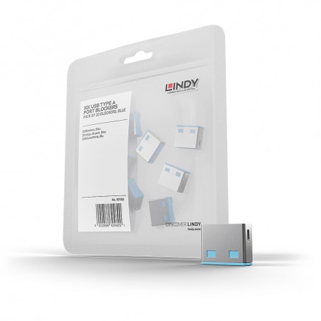 Lindy 40462 clip sicura Bloccaporte USB tipo A Blu Acrilonitrile butadiene stirene (ABS) 10 pz (40462)