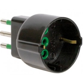 ADATTATORE LINK PRESA TEDESCA BIPOLARE(SHUKO) E SPINA ITALIANA ELETTRICA TRIPOLARE 10 A - NERO - F82121