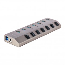 StarTech.com Hub USB-C Autoalimentato a 7 Porte con Interruttori Individuali - Multipresa USB 3.0 5Gbps per Notebook e PC Deskto