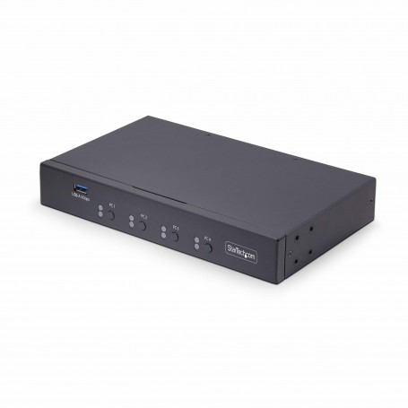 StarTech.com Switch KM a 4 porte con commutazione del mouse, switcher USB per tastiera/mouse, audio 3,5 mm/USB, Condivisione per