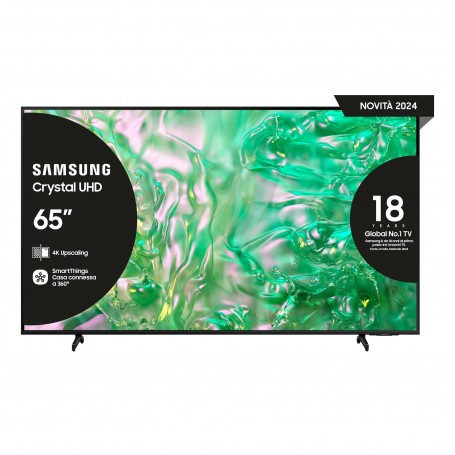 Samsung TV Crystal UHD 4K 65” UE65DU8070UXZT Smart TV Wi-Fi Black 2024, Processore Crystal 4K, 4K Upscaling, AirSlim Design, O