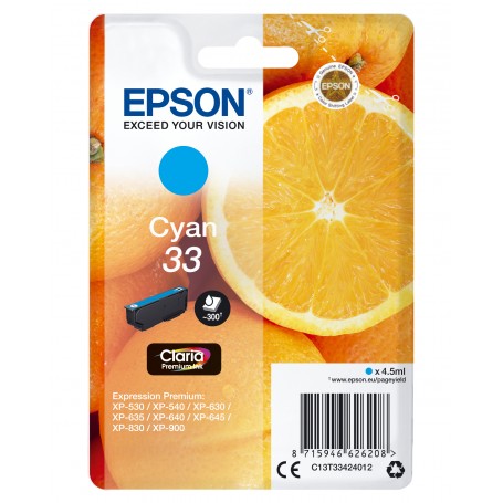 Epson Oranges Cartuccia Ciano T33 Claria Premium (C13T33424012)